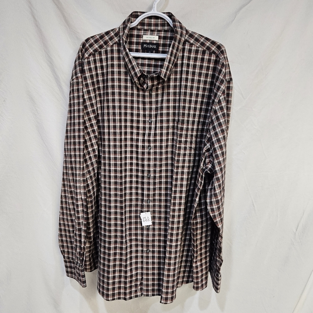 Jos A Bank Shirt Mens 3XL Red Black Plaid Tailored Fit Button Down JO44276